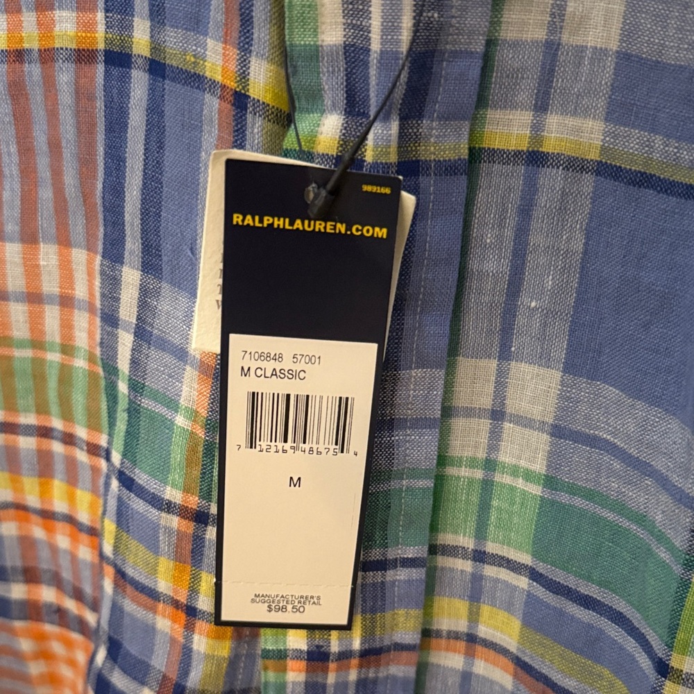 Ralph Lauren Blue and Orange Plaid Lenin Shirt - Picture 5 of 6